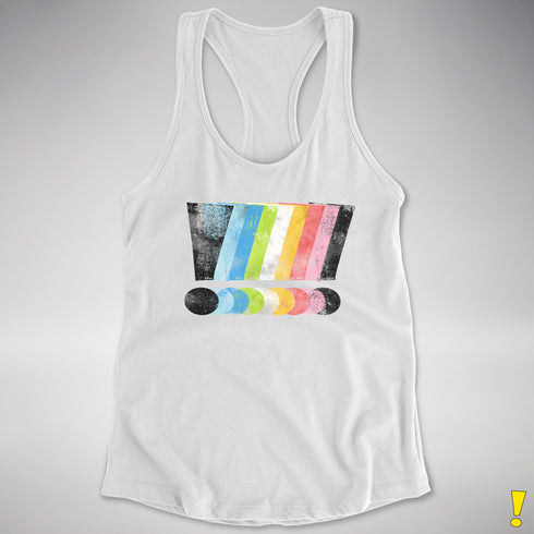 Queer Pride Grunge Exclamation Points Racerback Tank - White